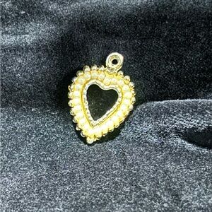 Vintage Heart shaped Faux Pearl pendant, Gold tone and Silver tone